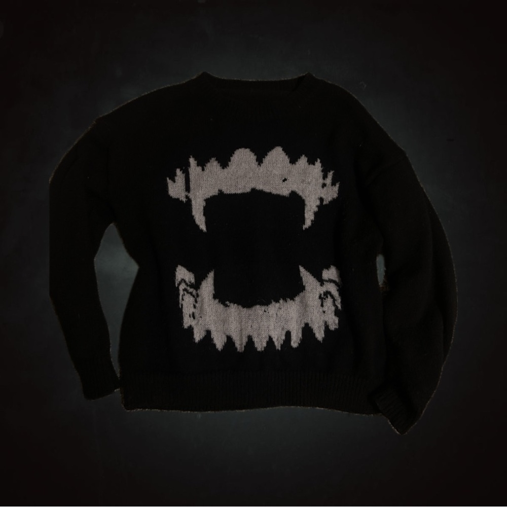 super cute vampire teeth fall sweater
